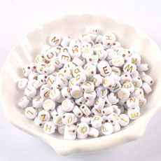 acrylicbead, gold, letterbead, Beads & Jewelry Making