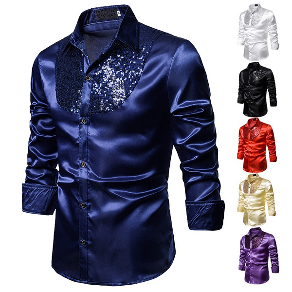 royal blue silk dress shirt mens