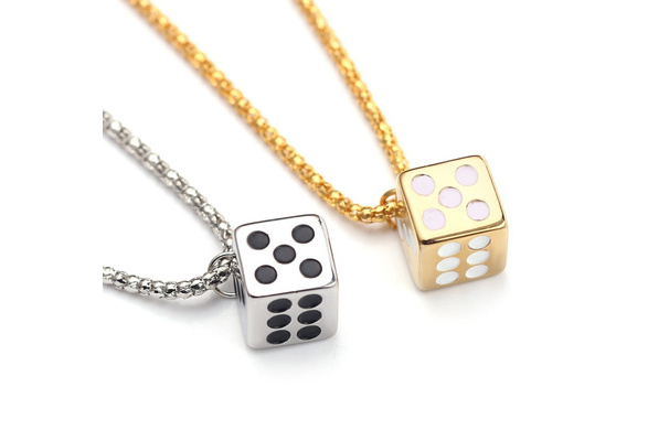 New Steel Titanium Lucky Dice Necklace 