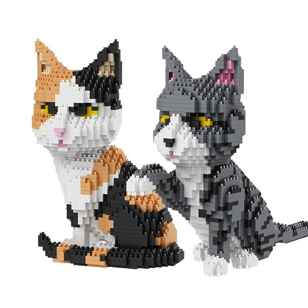 Building Blocks Stretching Cat Pet Diamond Micro Bricks DIY Toys Gifts 1390 PCS