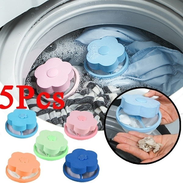 5Pcs Washing Machine Floating Lint Mesh Trap Bag Hair Catcher Filter Net Pouch 
