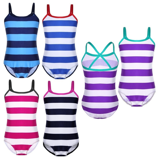 Baby Girls Swimwear Striped Straps Swimsuit Bathing Suit Kids Bikini ...