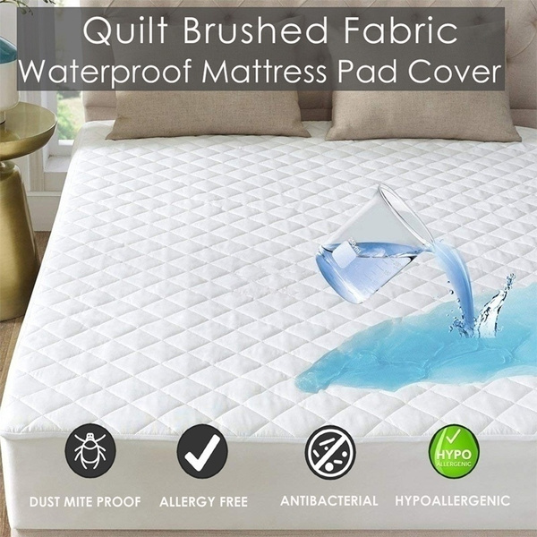 New Waterproof Mattress Pad Cover Soft Topper Washable Protector Bed Twin Full Queen King Size Wish New Waterproof Mattress Pad Cover Soft, Waterproof Bed Pad King Size