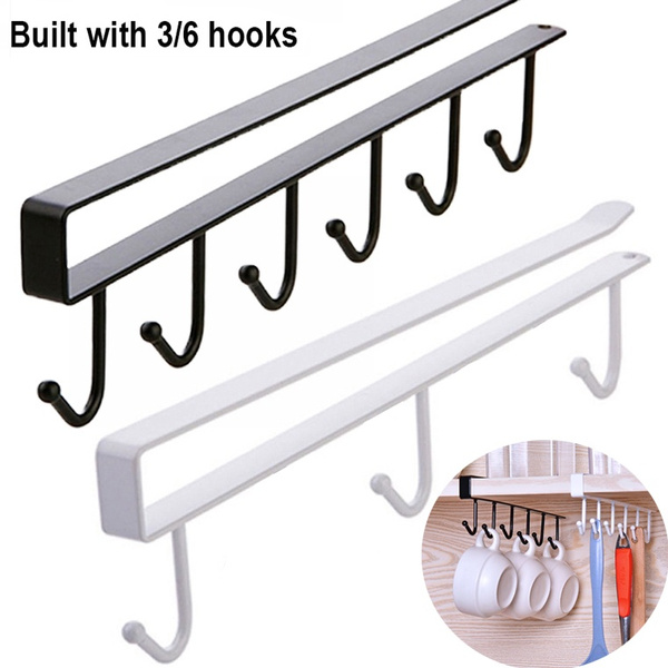 Kitchen Storage Hook Mug Cup Hanger Organizer 6 Hooks Shelf