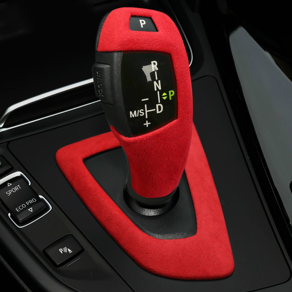 1pcs Red ABS Carbon Fibre Gear Shift Knob Sticker Decal For Bmw 3 3GT F30 F34 TH 