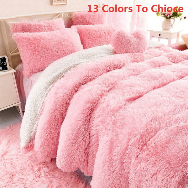 Pink fuzzy discount blanket queen size