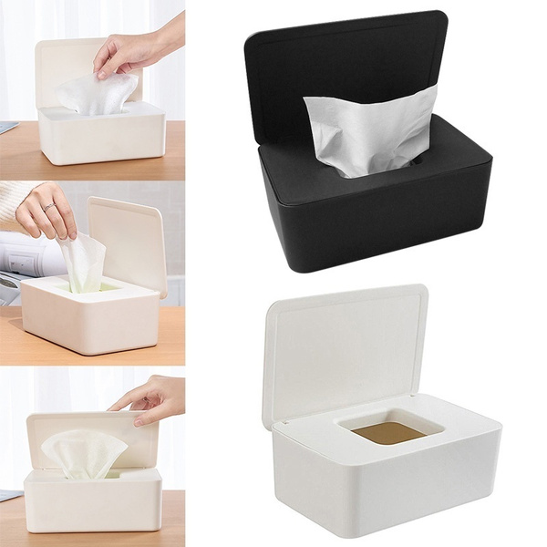 Wet Wipes Dispenser Holder Tissue Storage Box Case with Lid for Home Office 
