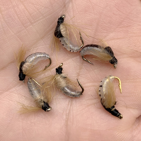 3/6Pcs Fly Fishing Flies #12 Hooks Bright Skin Worm Nymph Spinner