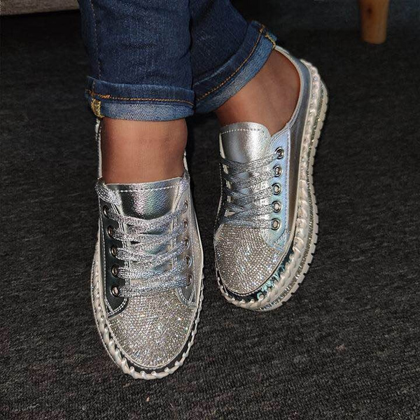 platform rhinestone sneakers