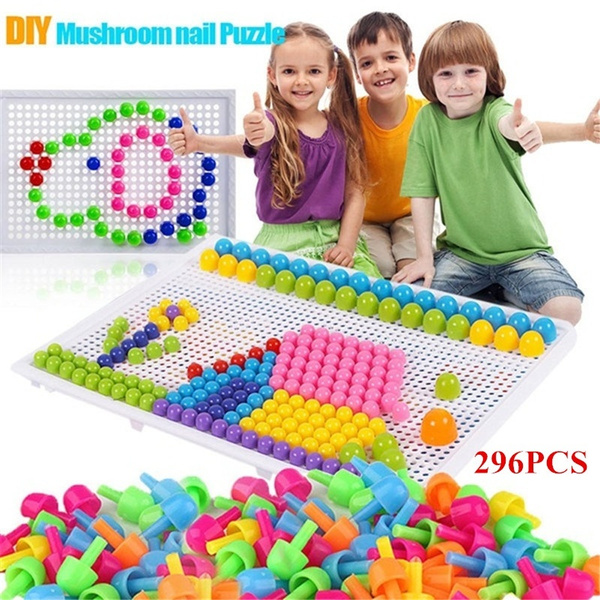 DIY Children Kids Education Toys Puzzle Toys Creative Peg Board with 296  Pegs