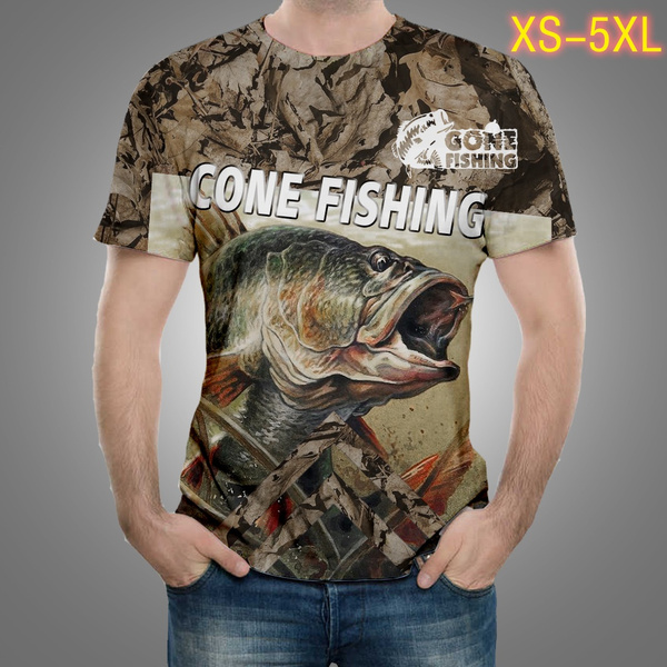 Summer Cool Men 3D Carp Fishing Pattern Printed T Shirt Casual