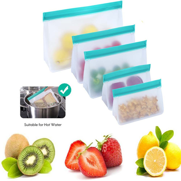 Food Storage Bag Upgrade Leakproof Top Stand Up Reusable Freezer Sandwich Ziplock  Bag Silicone Bag Food Preservation