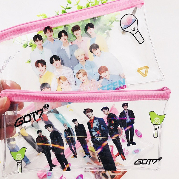 Kpop Got7 Seventeen Txt Transparent Bag Pencil Case Coin Makeup Case Wish