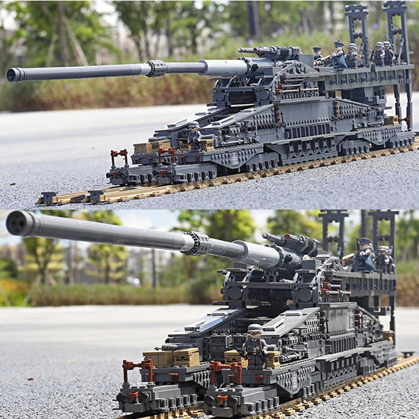 Military MOC 853pcs Schwerer Gustav Model Heavy Gustav Cannon Gun