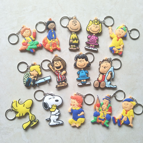 Anime Character Snoopy Keychain PVC Silicone Keychain 3D Double-sided  Cartoon Keyring Kids Trinkets Gift Keychain