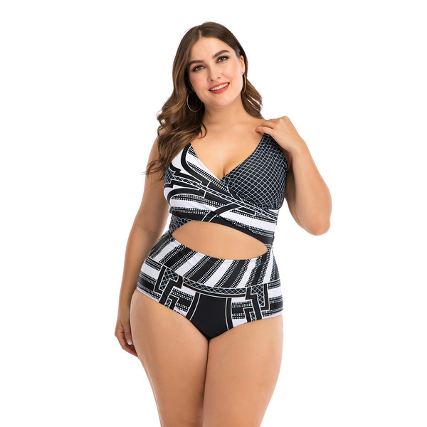 Plus Size Swimwear Women One Piece Swimsuit Large Cup with Pad