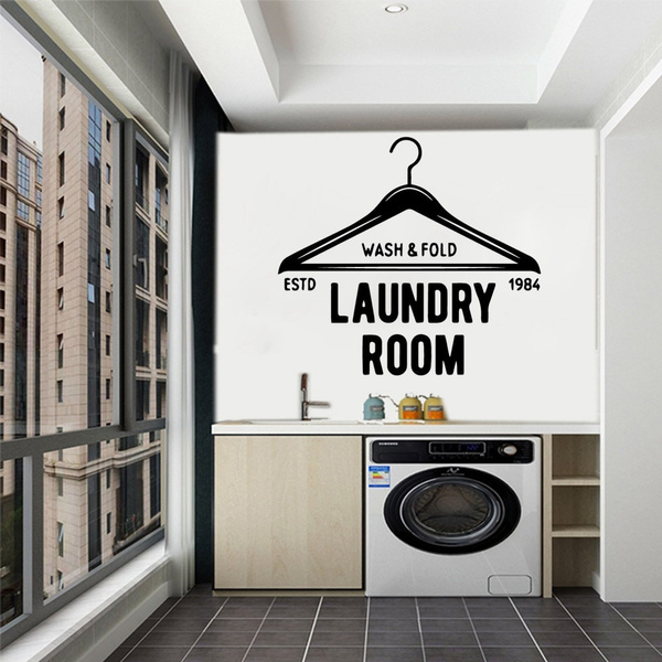Delicate Hanger laundry Sticker Laundry Decal Vinyl Wallpaper For