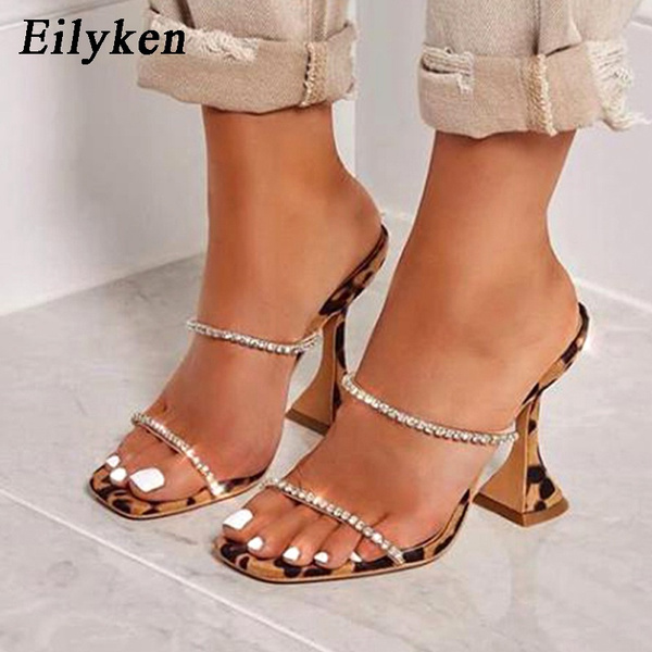 rhinestone leopard print sandals