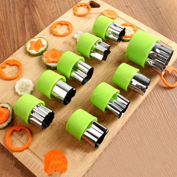 9 Pcs Vegetable cutter shapes Set fruit and Cookie Stamps Mold cookie cutter  Decorative Food for kids baking