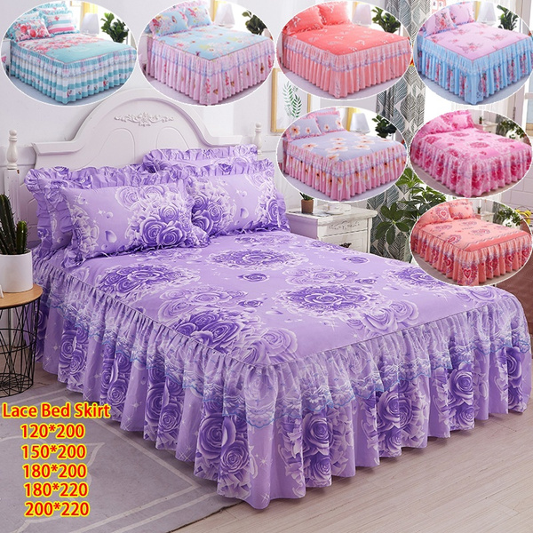Luxury 3pcs Bedding Set Flowers Pattern, Twin Size Ruffle Bedding