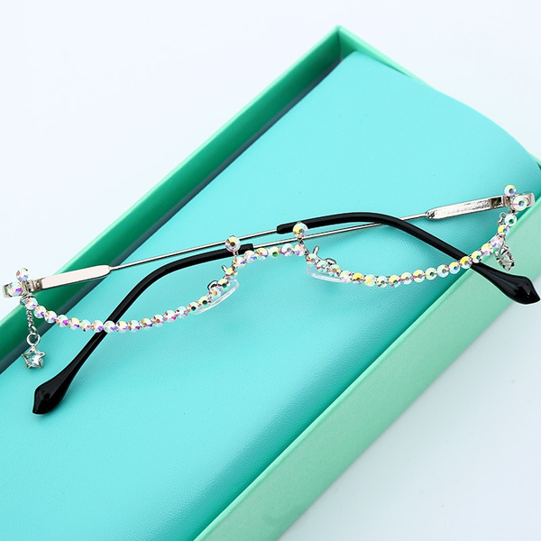 2020 Fashion eyeglasses Alloy Frame for Women Star Drop Lensless Chain