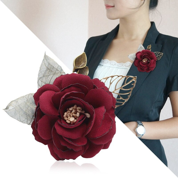 Korean New Handmade Fashion Cloth Art Lapel Pin Badge for Women Flower  Wedding Brooch Ladies Sweater Dress Shirt Collar Jewelry