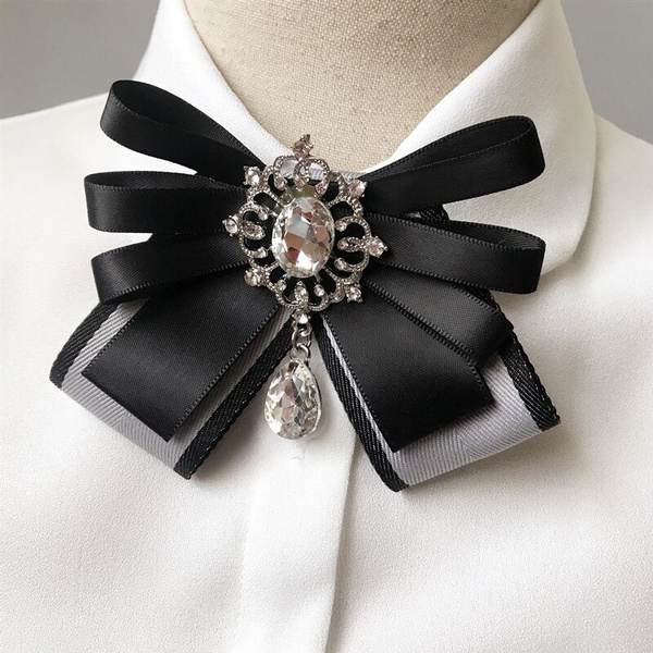 Allabout-u Fashion Women Green Pink Satin Ribbon Bow Tie Jewelry Necktie Pin Bow Knot Shirt Tie Brooches Pin