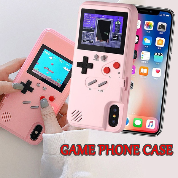 Screen Video Game Protective Case Gameboy Phone Case for iPhone Samsung Huawei Series Retro 3D Game Design Silicone with 36 Mini Games Color Screen