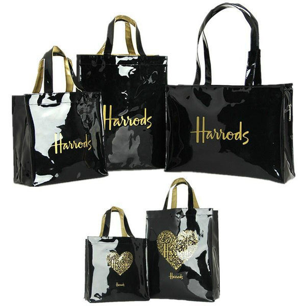 Womens Harrods black Large Logo Shopper Bag