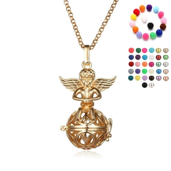 angel calling bell necklace