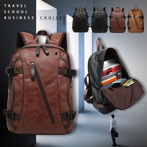 Men PU Patent Leather Backpacks Men s Fashion Backpack Travel