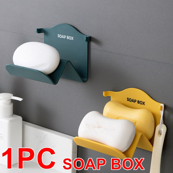 Soap Dishes Holder Wall Mounted Draining Shelf Bathroom Rack Tray Shower  Plate