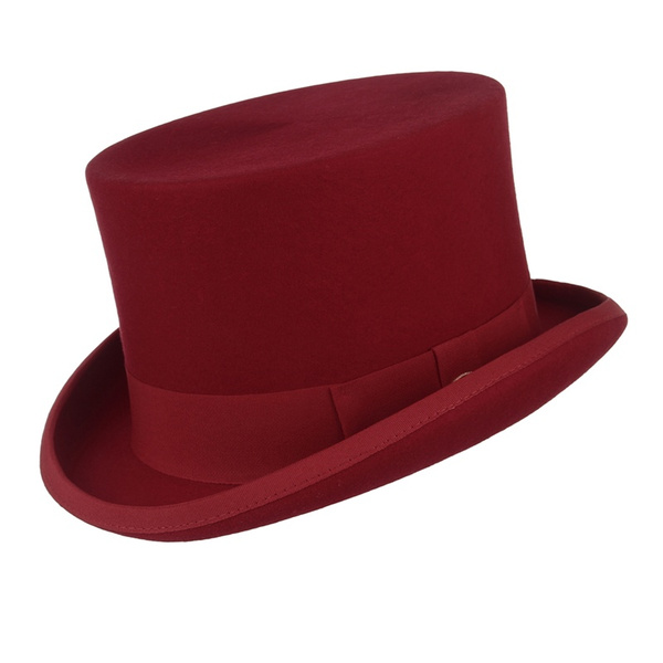 Wool Flat Mad Hatter Top Hat Fedora Hat 
