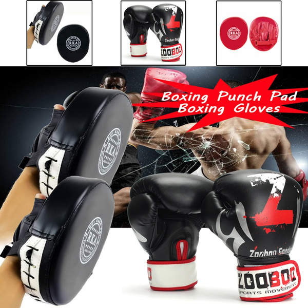 1 Pair Boxing Training Mitt Focus Target Punch Pad Glove Karate Combat Thai Kick 