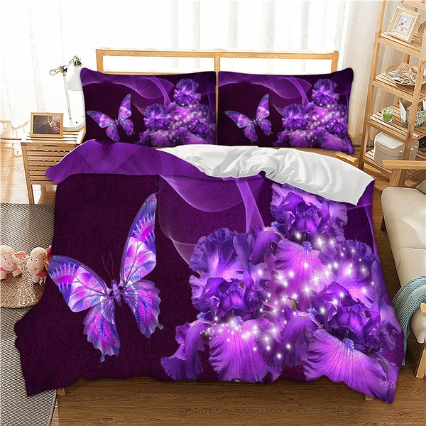 Comforter Erfly Purple Duvet Cover, Plum Colored King Size Bedding