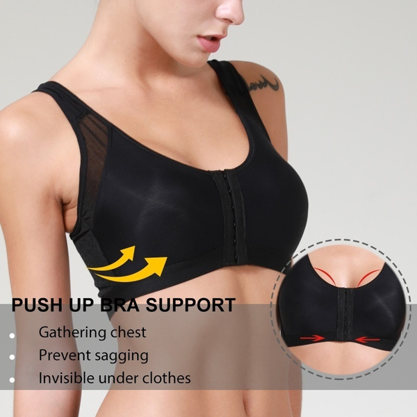 Women/'s Posture Corrector Bra Wireless Back Support Lift Up Front Closure Bra
