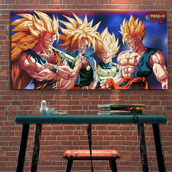 Imagem dos desenhos animados HD de Dragon Ball Z, Super Saiyan, Goku,  Vegeta, Gohan, Trunks, Arte, Pinturas de lona para Quarto, Wall Decor, 4  PCs - AliExpress