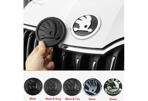 ,Rear None//Brand Car Styling Middle Front Grille Rear Trunk Emblem Replacement Logo Sticker for S-koda Octavia Superb Front And Rear 80Mm, 90Mm