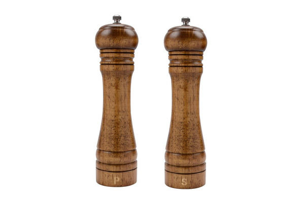 Wood Salt and Pepper Mill Set, Salt Shakers with Adjustable Ceramic Rotor- Pack of 2