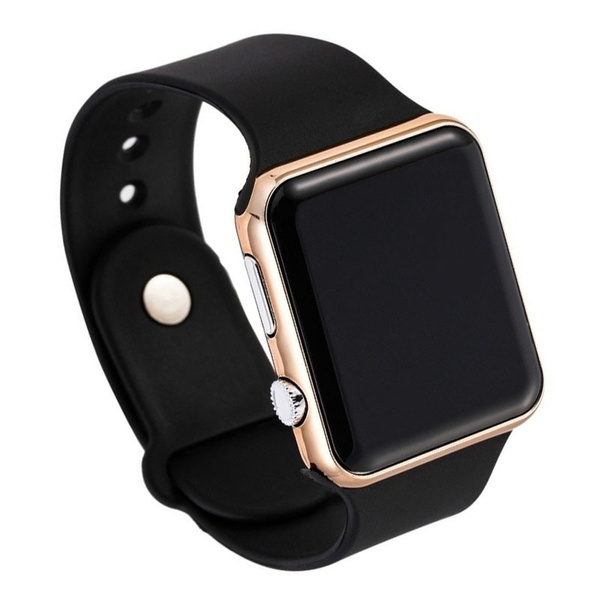 Square mirror face on sale silicone band digital watch