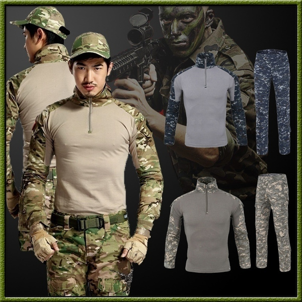 2018 New Tactical Camouflage Military Uniform Clothes Suit Men US Army ...