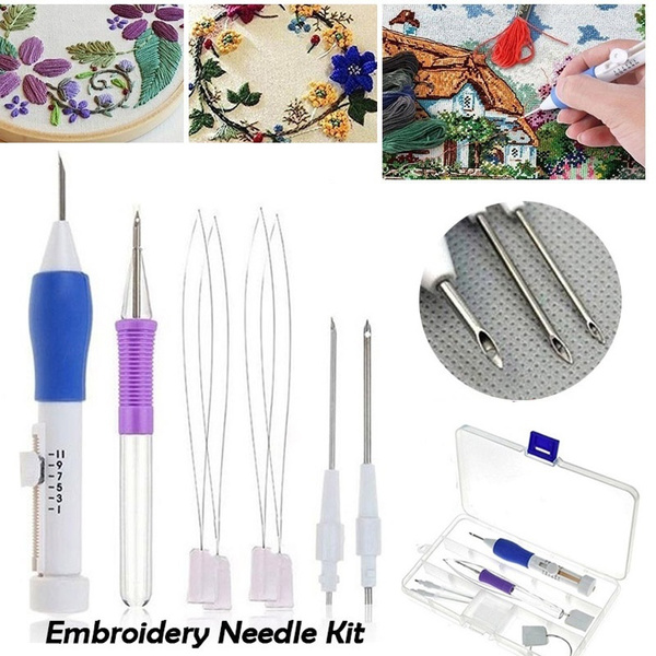 Embroidery Punch Needle Kit Clothes Embroidery Knitting Sewing Needle Set Embroidery  Pen Set