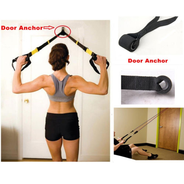 Exercise New Yoga Elastic Band Resistance Bands Over Door Anchor Home Fitness 