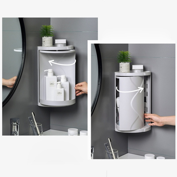 Multifunctional Rotating Bathroom Organizer With Free Punching