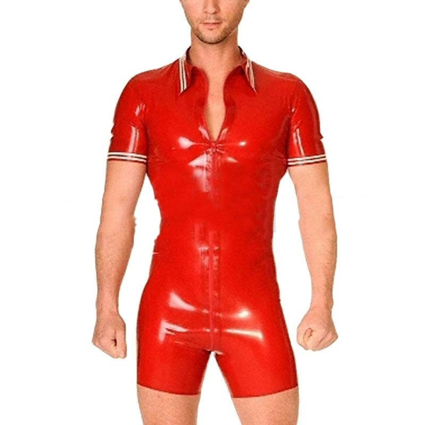 Handmade Red Men Latex Clothing Rubber Catsuit Unique Club Wear | Wish
