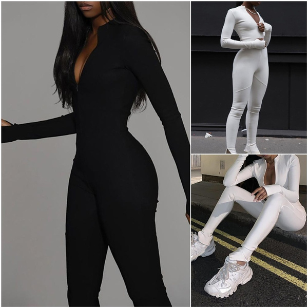 high waist zipper design jumpsuit