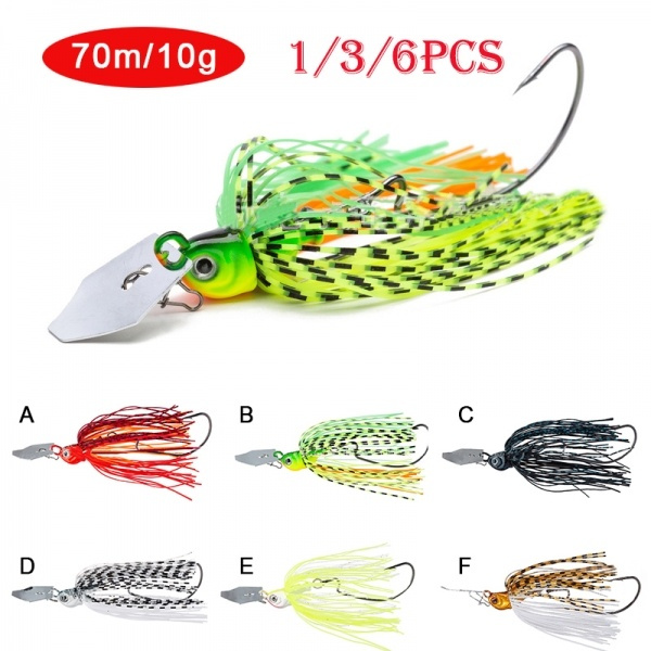Fishing Chatterbait Blade Bait with Rubber Skirt Buzzbait Fishing Lures  Tackle