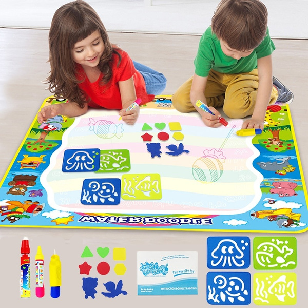 Magic Water Drawing Mat With 4 Pens & Stamps Large Coloring Games