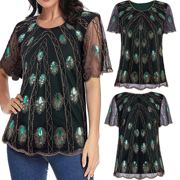 Plus size beaded cheap tops for evening wear