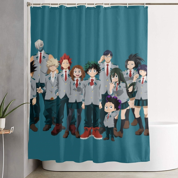 Shower Curtain Anime My Hero Academia Opaque Waterproof with Hanging Ring |  Wish